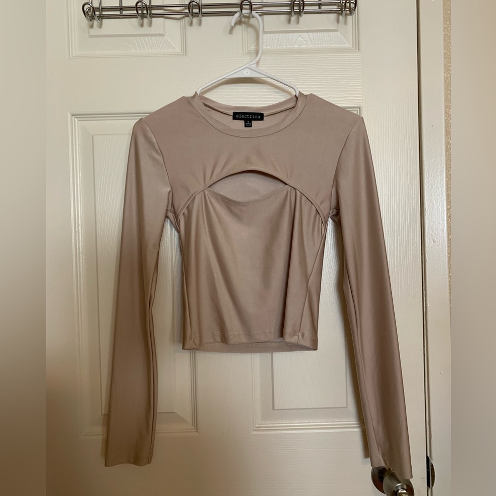 Beige long sleeve top size M